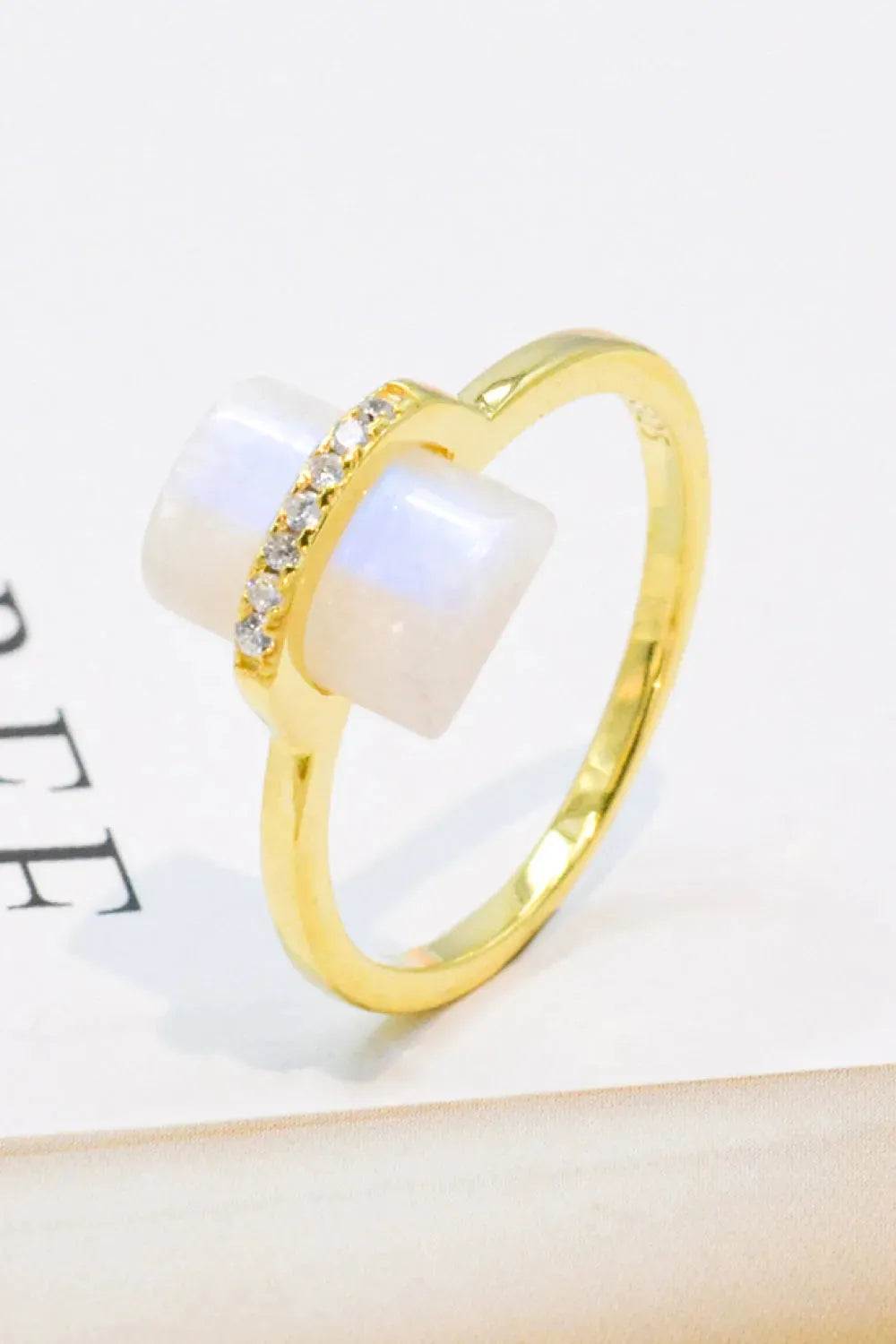 Natural Moonstone Platinum-Plated Ring Moonstone - Tophatter Daily Deals